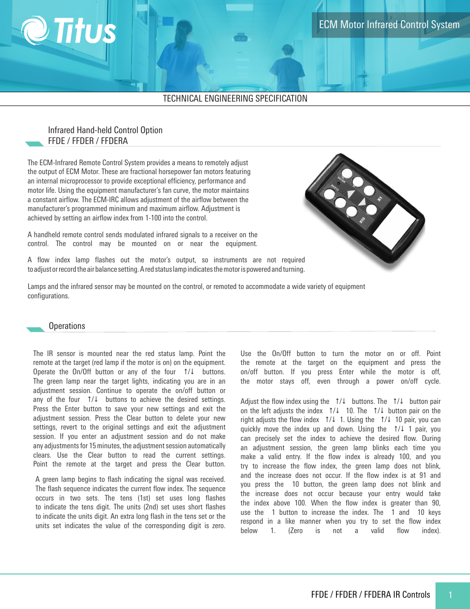 Titus ECM Motor Infrared Controls User Manual | 2 pages