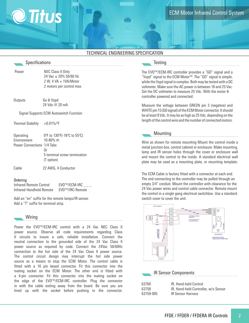 Ecm motor infrared control system | Titus ECM Motor Infrared Controls User Manual | Page 2 / 2