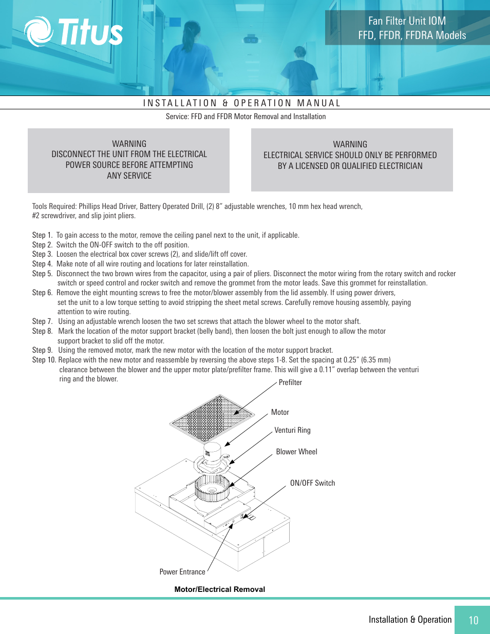 Ffd, ffdr, ffdra models fan filter unit iom | Titus FFD/FFDR/FFDRA User Manual | Page 10 / 16