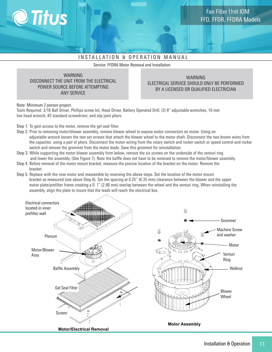 Ffd, ffdr, ffdra models fan filter unit iom | Titus FFD/FFDR/FFDRA User Manual | Page 11 / 16