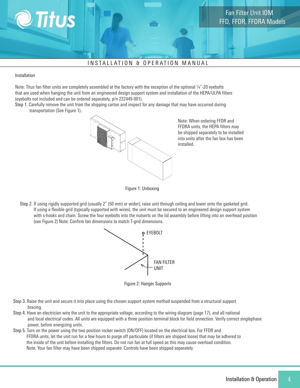 Ffd, ffdr, ffdra models fan filter unit iom | Titus FFD/FFDR/FFDRA User Manual | Page 4 / 16