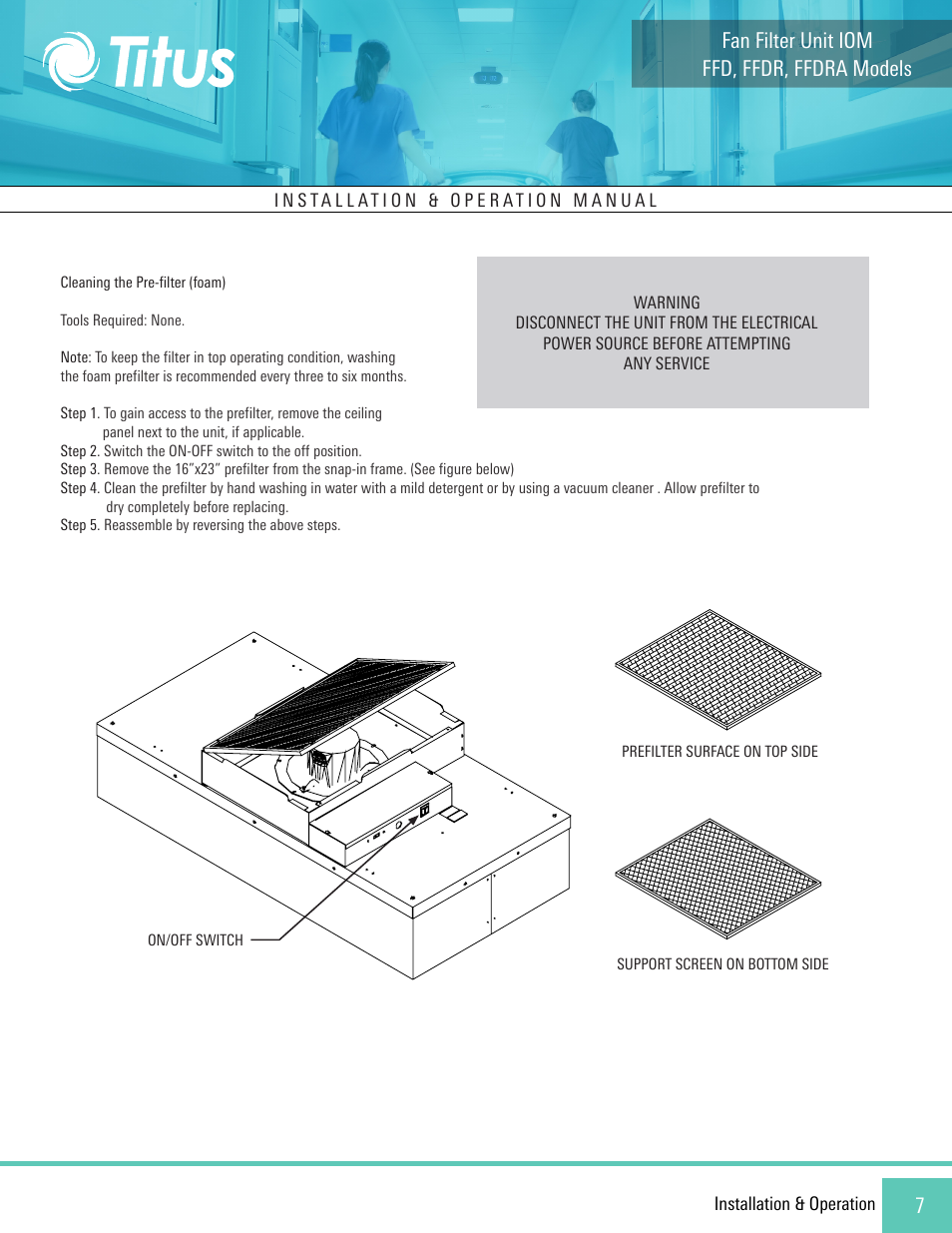 Ffd, ffdr, ffdra models fan filter unit iom | Titus FFD/FFDR/FFDRA User Manual | Page 7 / 16