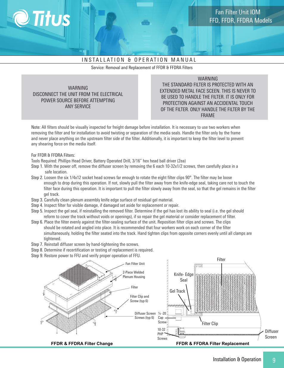 Ffd, ffdr, ffdra models fan filter unit iom | Titus FFD/FFDR/FFDRA User Manual | Page 9 / 16