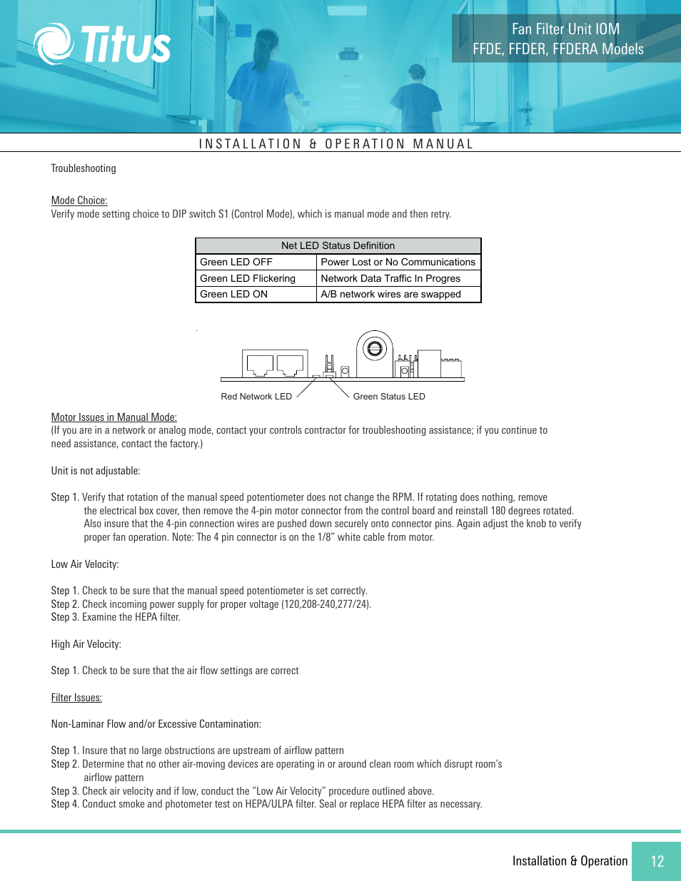 Ffde, ffder, ffdera models fan filter unit iom | Titus FFDE/FFDER/FFDERA User Manual | Page 12 / 27