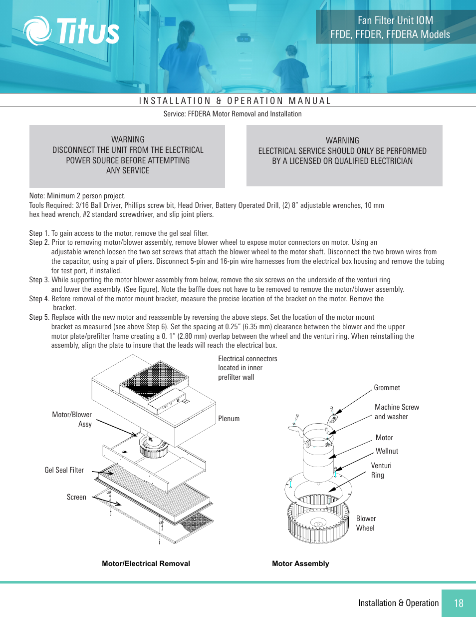 Ffde, ffder, ffdera models fan filter unit iom | Titus FFDE/FFDER/FFDERA User Manual | Page 18 / 27