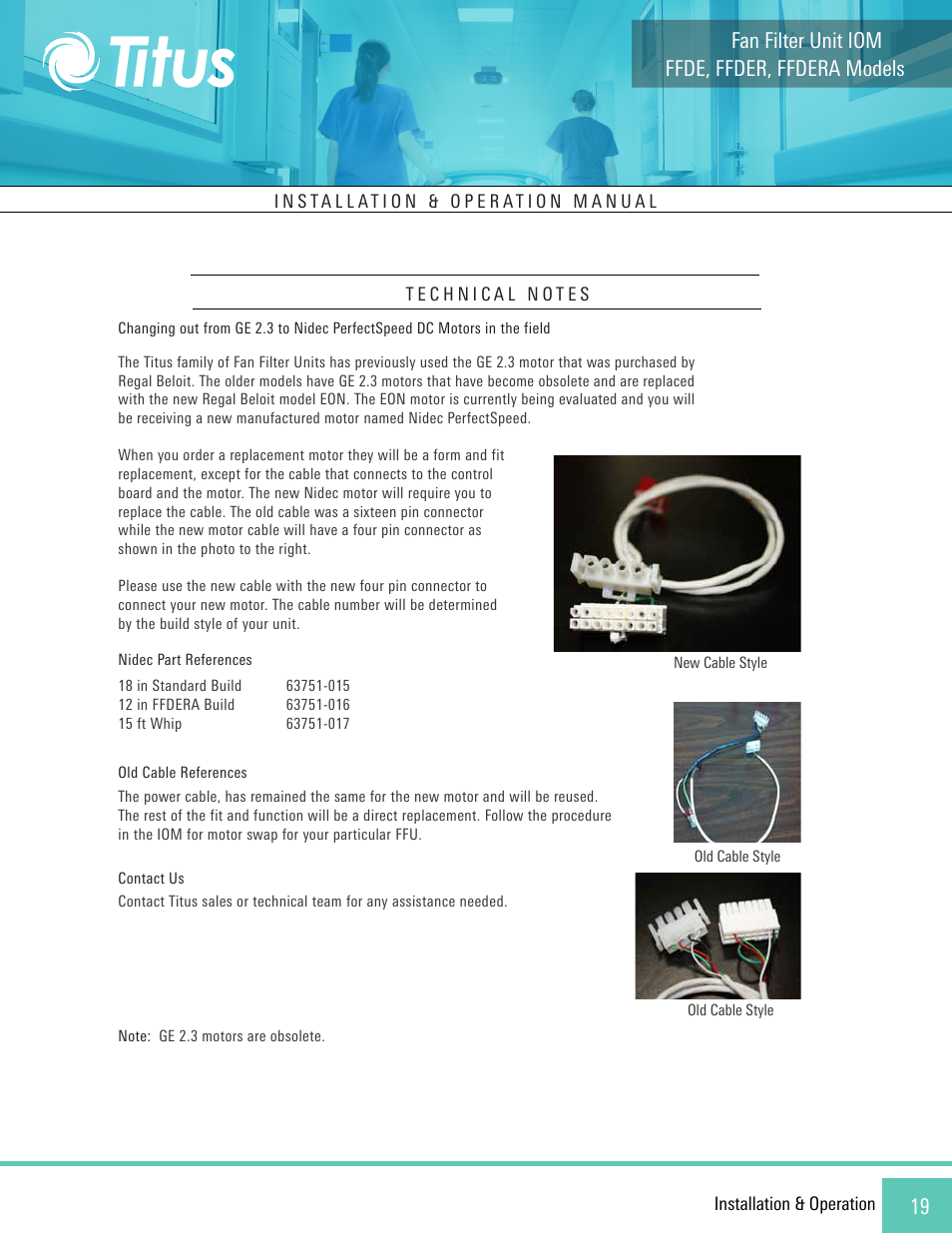 Ffde, ffder, ffdera models fan filter unit iom | Titus FFDE/FFDER/FFDERA User Manual | Page 19 / 27