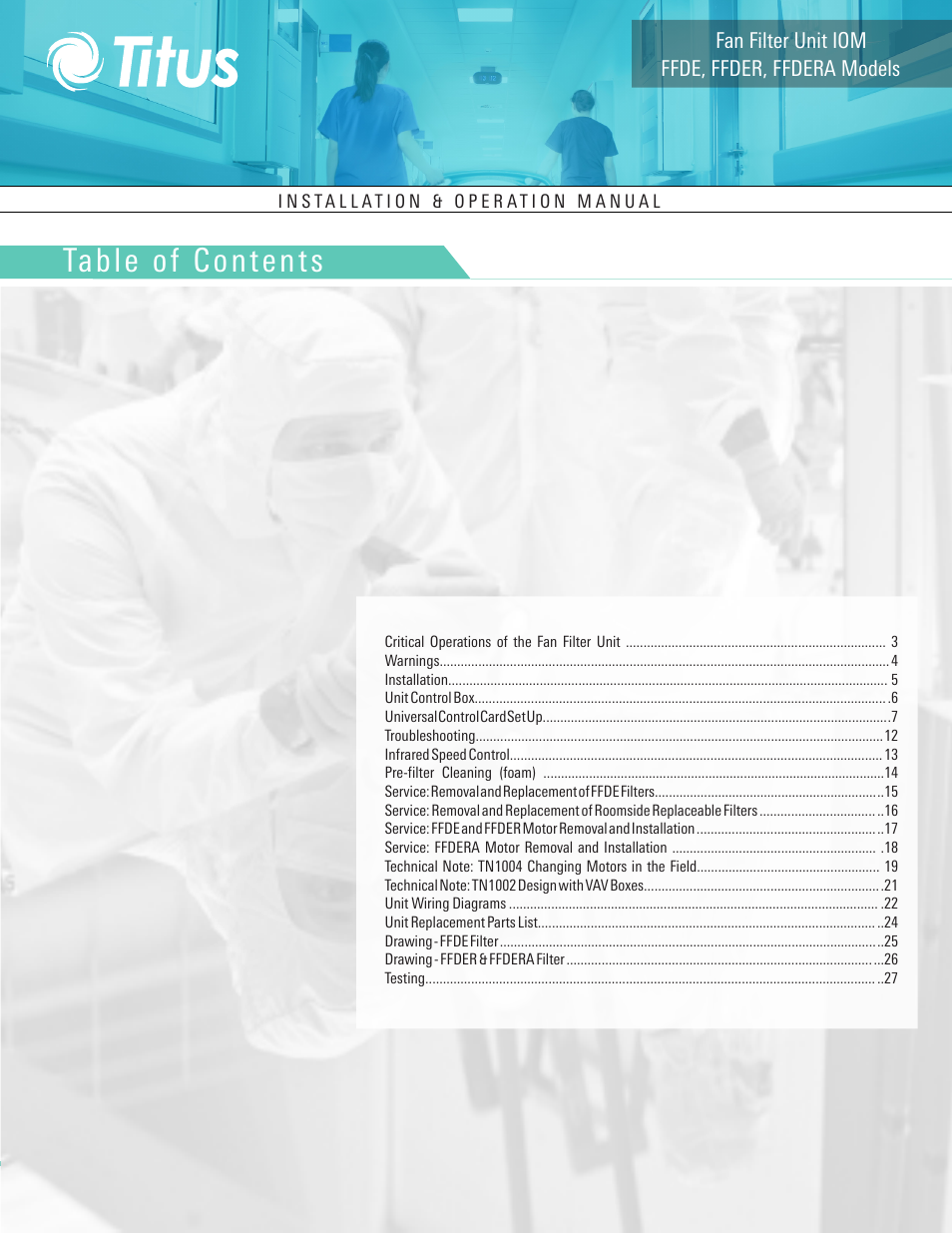 Titus FFDE/FFDER/FFDERA User Manual | Page 2 / 27