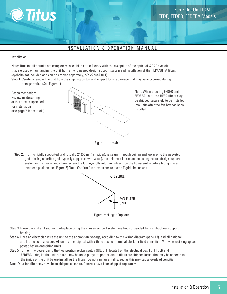 Ffde, ffder, ffdera models fan filter unit iom | Titus FFDE/FFDER/FFDERA User Manual | Page 5 / 27