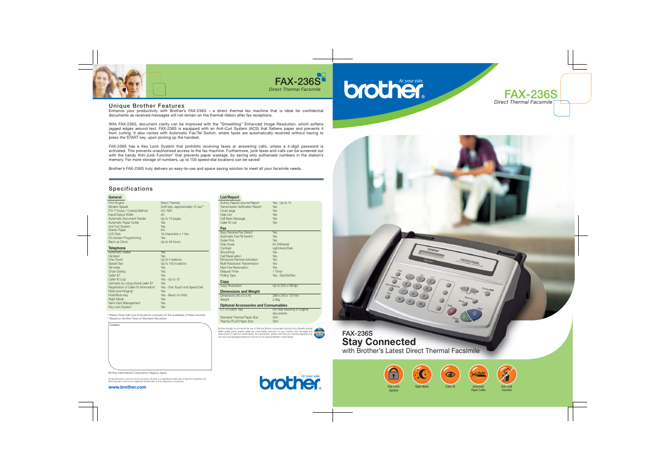 Brother FAX-236S User Manual | 1 page