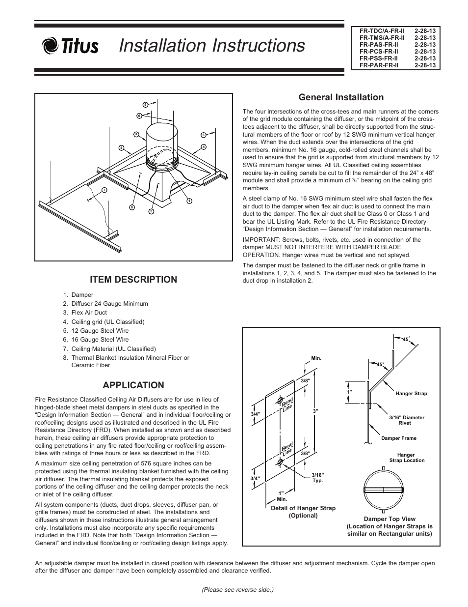 Titus Fire Rated IOM User Manual | 4 pages