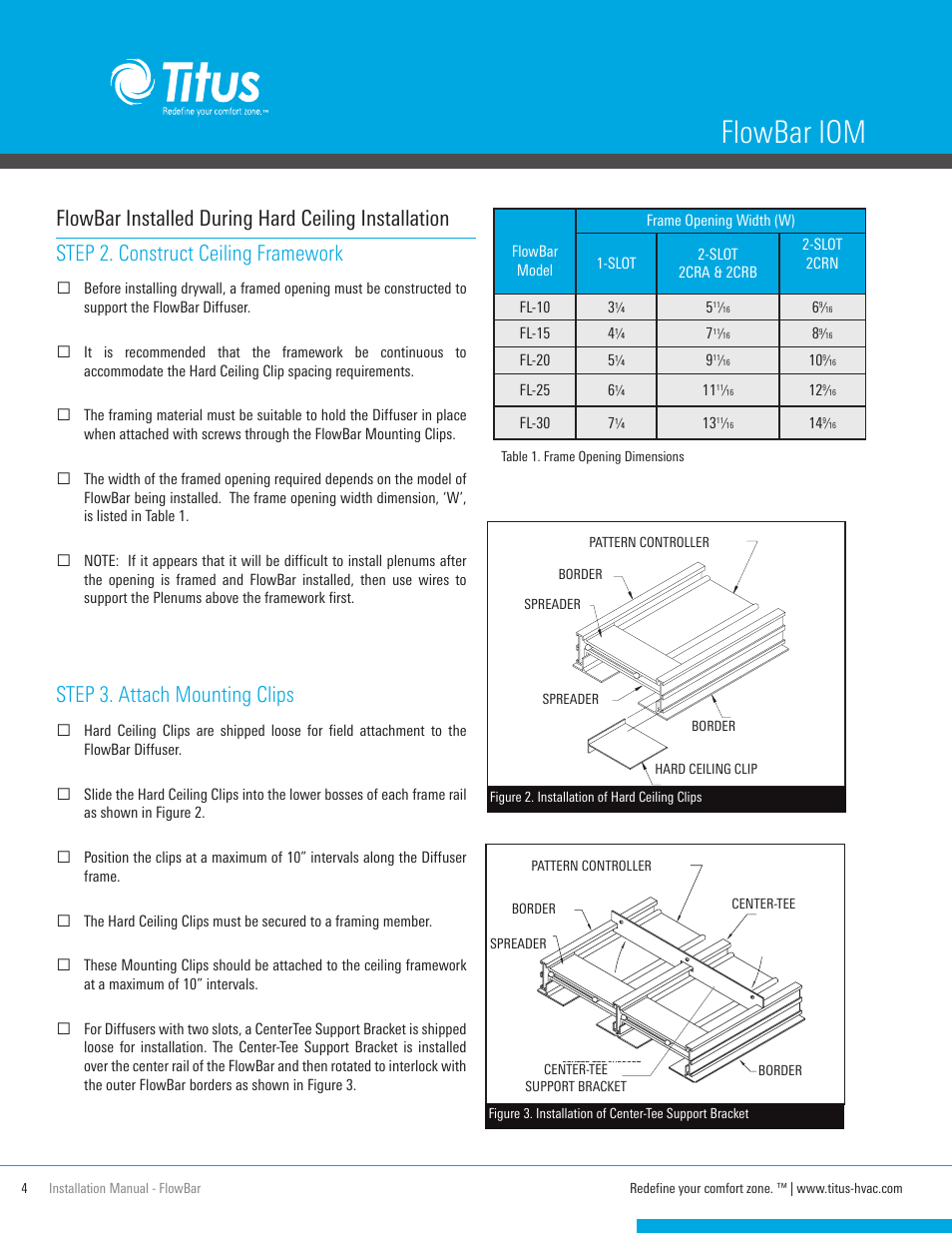 Flowbar iom, Step 3. attach mounting clips | Titus FlowBar IOM User Manual | Page 4 / 16