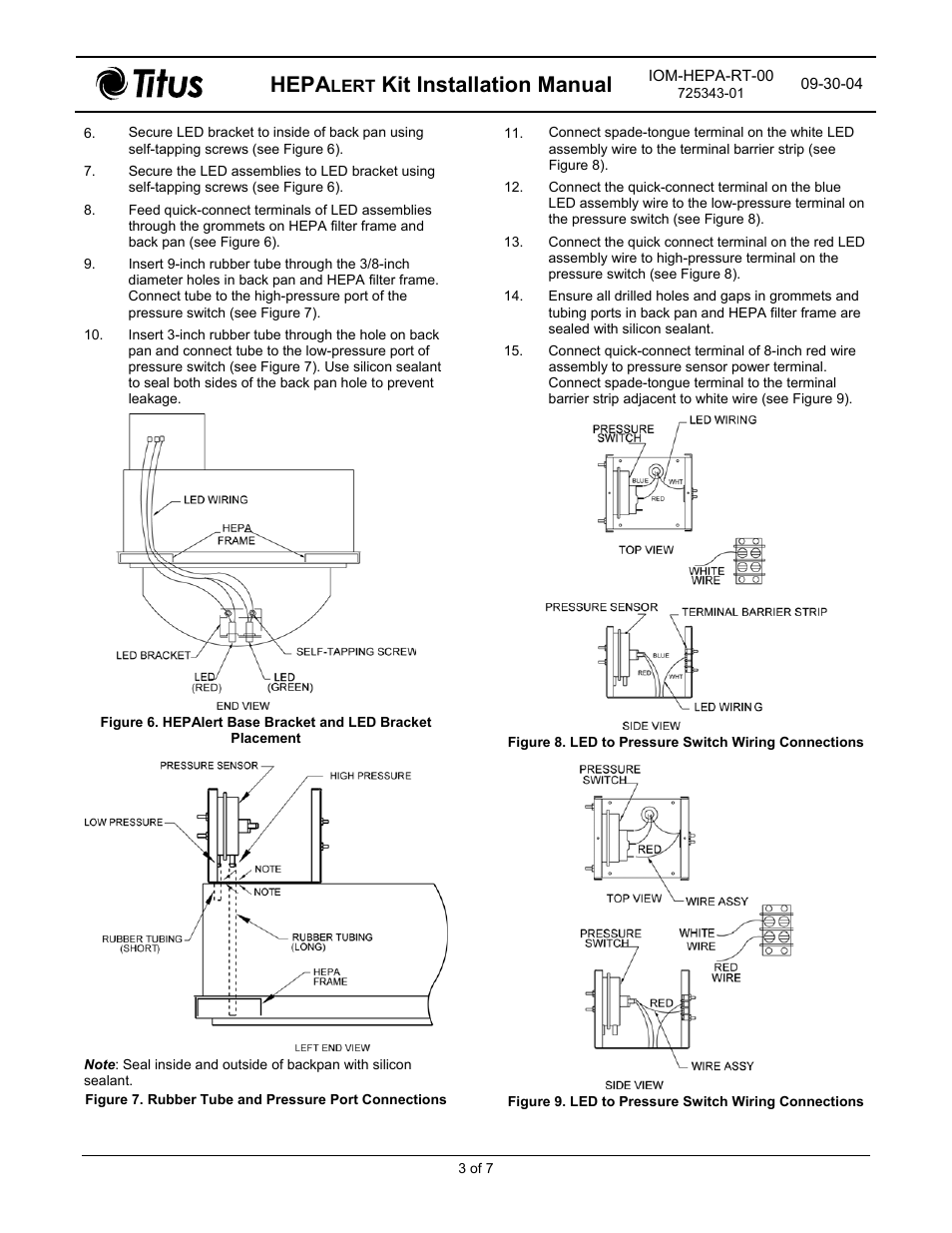 Hepa, Kit installation manual | Titus HEPAlert IOM for RadiaTec Diffusers User Manual | Page 3 / 7