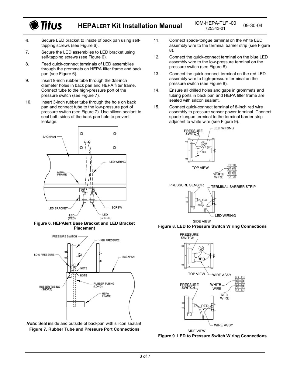 Hepa, Kit installation manual | Titus HEPAlert IOM for TLF Diffusers User Manual | Page 3 / 7