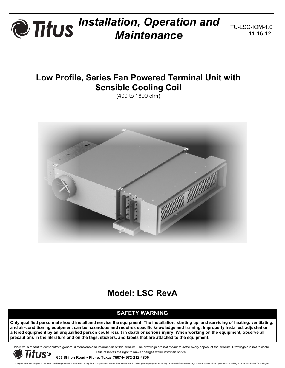 Titus LSC IOM User Manual | 27 pages