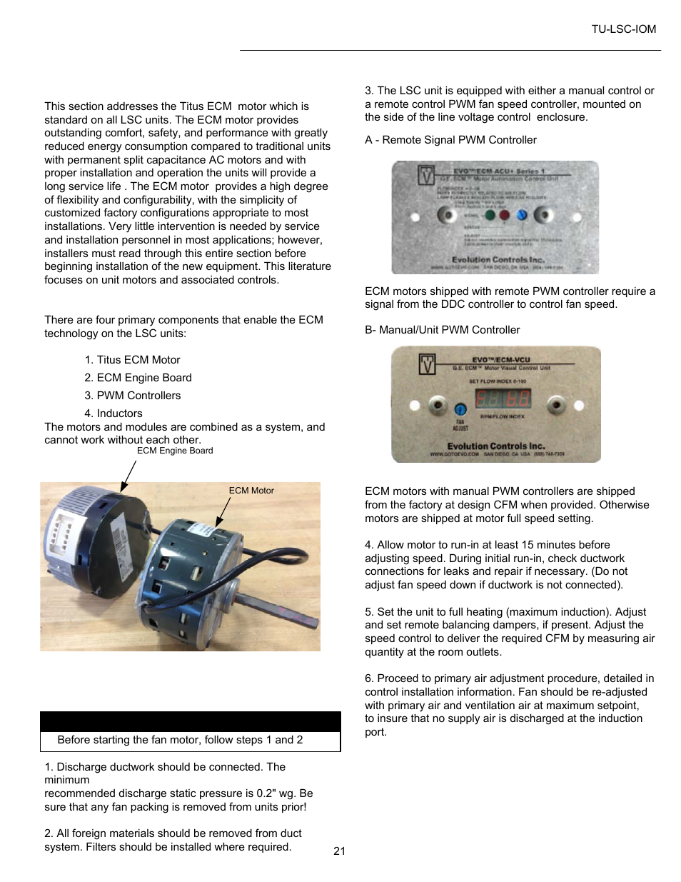 Ecm overview and setup | Titus LSC IOM User Manual | Page 21 / 27