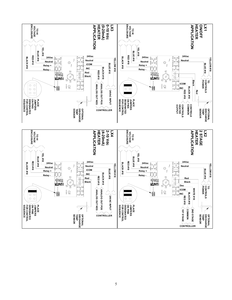 Lx1 on /o ff he ate r a pplicat ion, Lx2 2 stage heater applic a tion | Titus Lynergy User Manual | Page 5 / 7