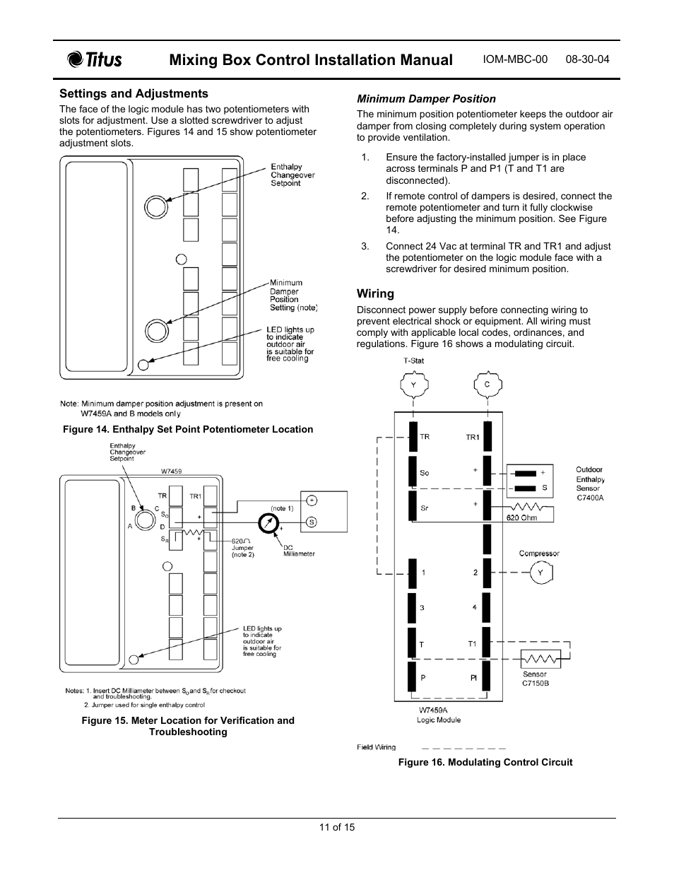 Mixing box control installation manual | Titus Mixing Box Controls IOM User Manual | Page 11 / 15