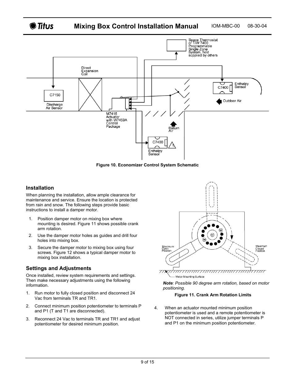 Mixing box control installation manual | Titus Mixing Box Controls IOM User Manual | Page 9 / 15