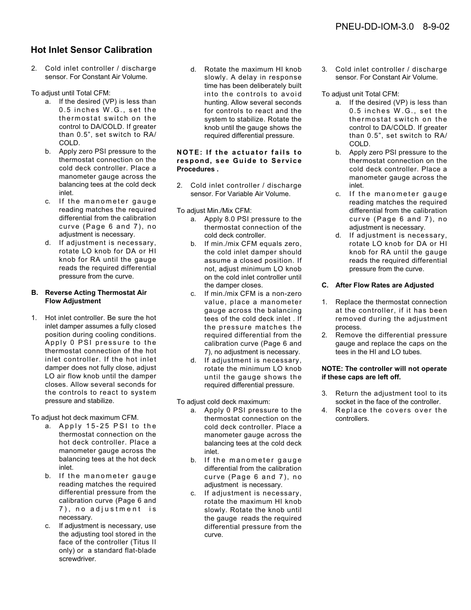 Titus Pneumatic Controls for Dual Duct Terminals IOM User Manual | Page 3 / 9