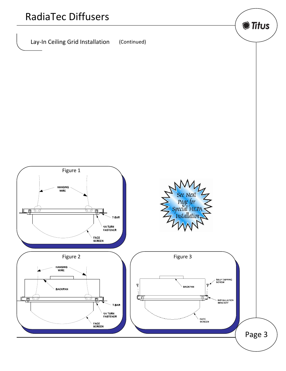 Radiatec diffusers, Page 3 | Titus RadiaTec IOM User Manual | Page 3 / 9