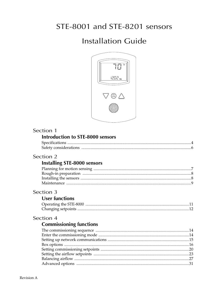 Titus Sensor STE-8001 and STE-8201 User Manual | 34 pages