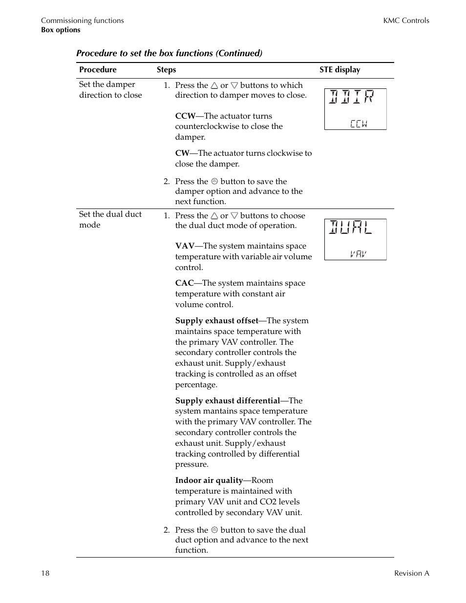 Ddir, Dual | Titus Sensor STE-8001 and STE-8201 User Manual | Page 18 / 34