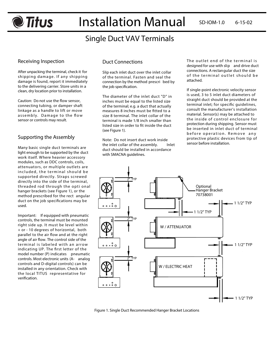 Titus Single Duct Terminal IOM User Manual | 2 pages