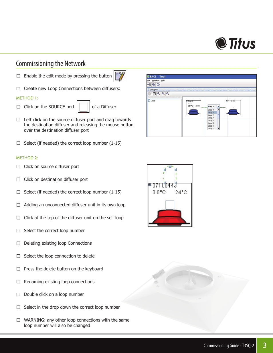 Commissioning the network | Titus T3SQ-2 Commissioning Guide User Manual | Page 3 / 4