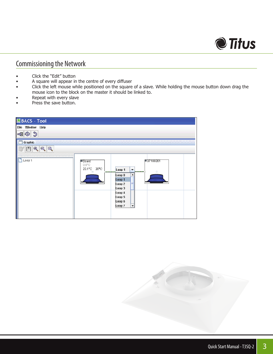 Commissioning the network | Titus T3SQ-2 QuickStart Manual User Manual | Page 3 / 4