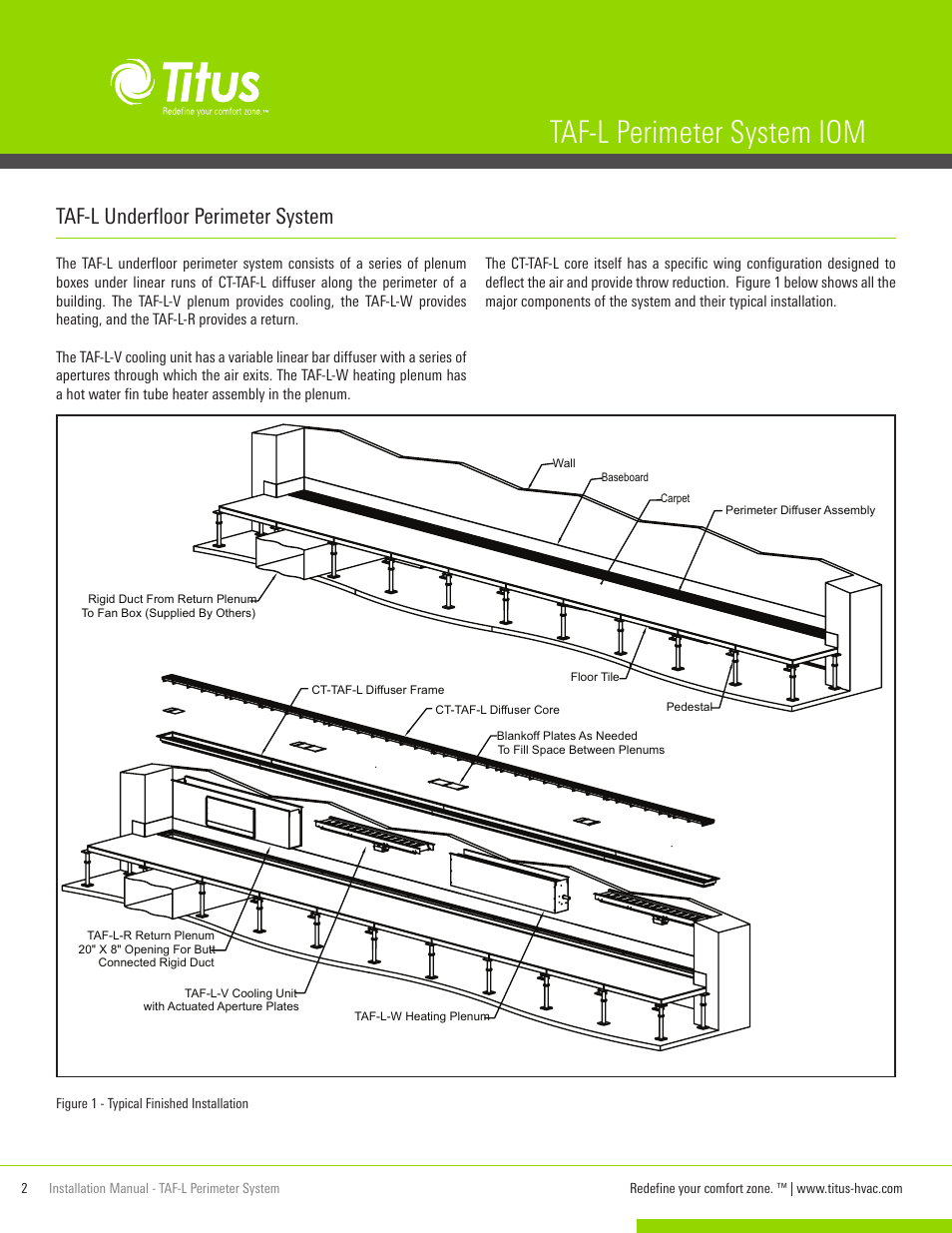 Taf-l perimeter system iom, Taf-l underfloor perimeter system | Titus TAF-L Perimeter System IOM User Manual | Page 2 / 10