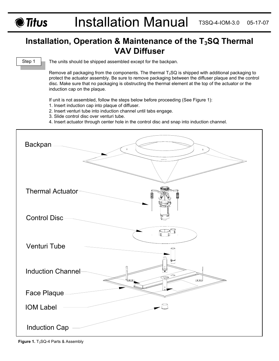 Titus Thermal T3SQ-4, IOM User Manual | 2 pages