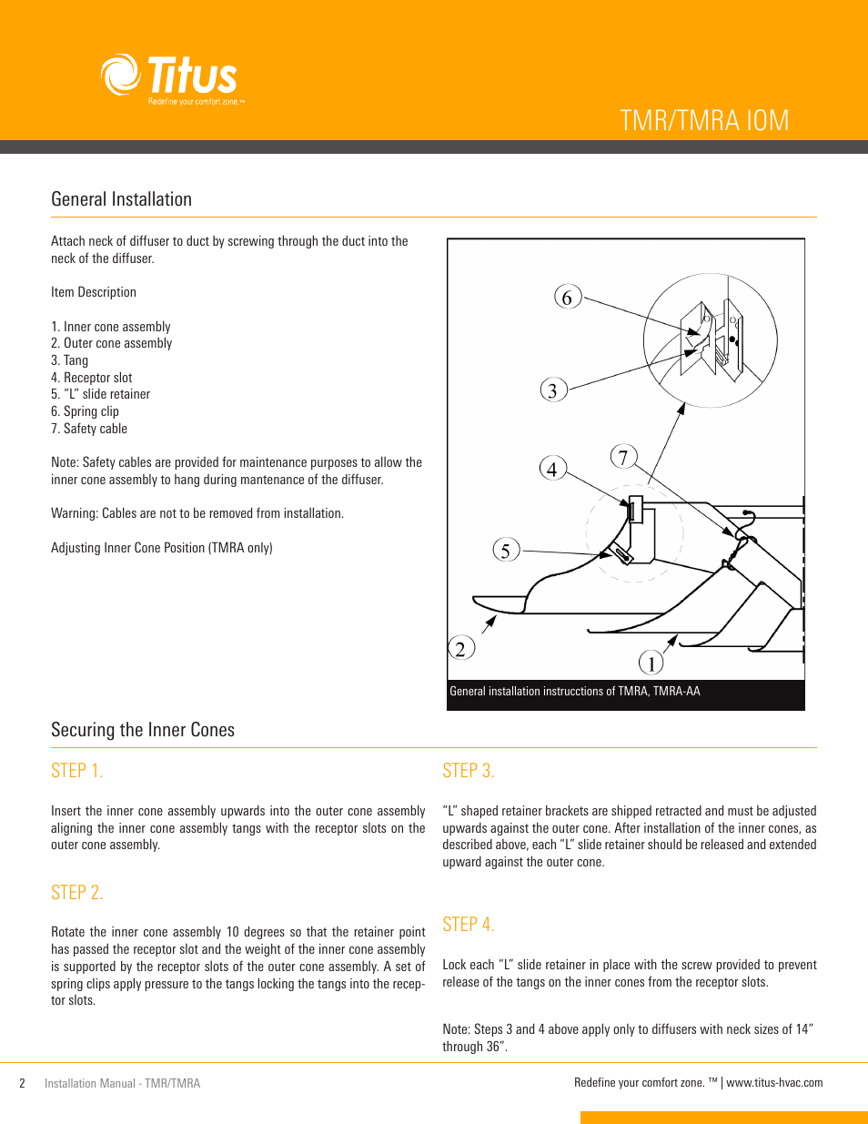 Tmr/tmra iom, General installation | Titus TMR / TMRA IOM User Manual | Page 2 / 4