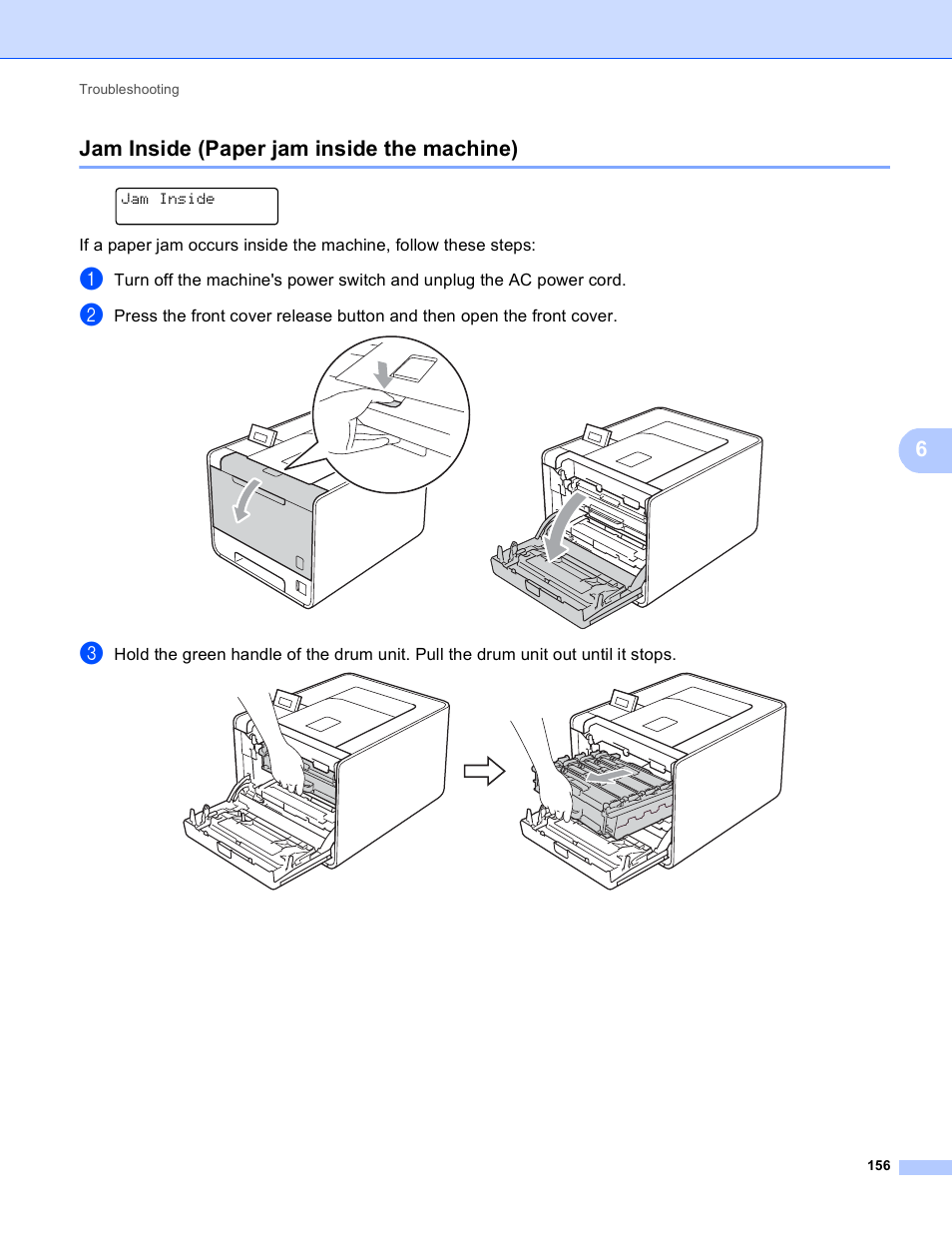 Jam inside (paper jam inside the machine), 6jam inside (paper jam inside the machine) | Brother HL 4570CDWT User Manual | Page 162 / 200