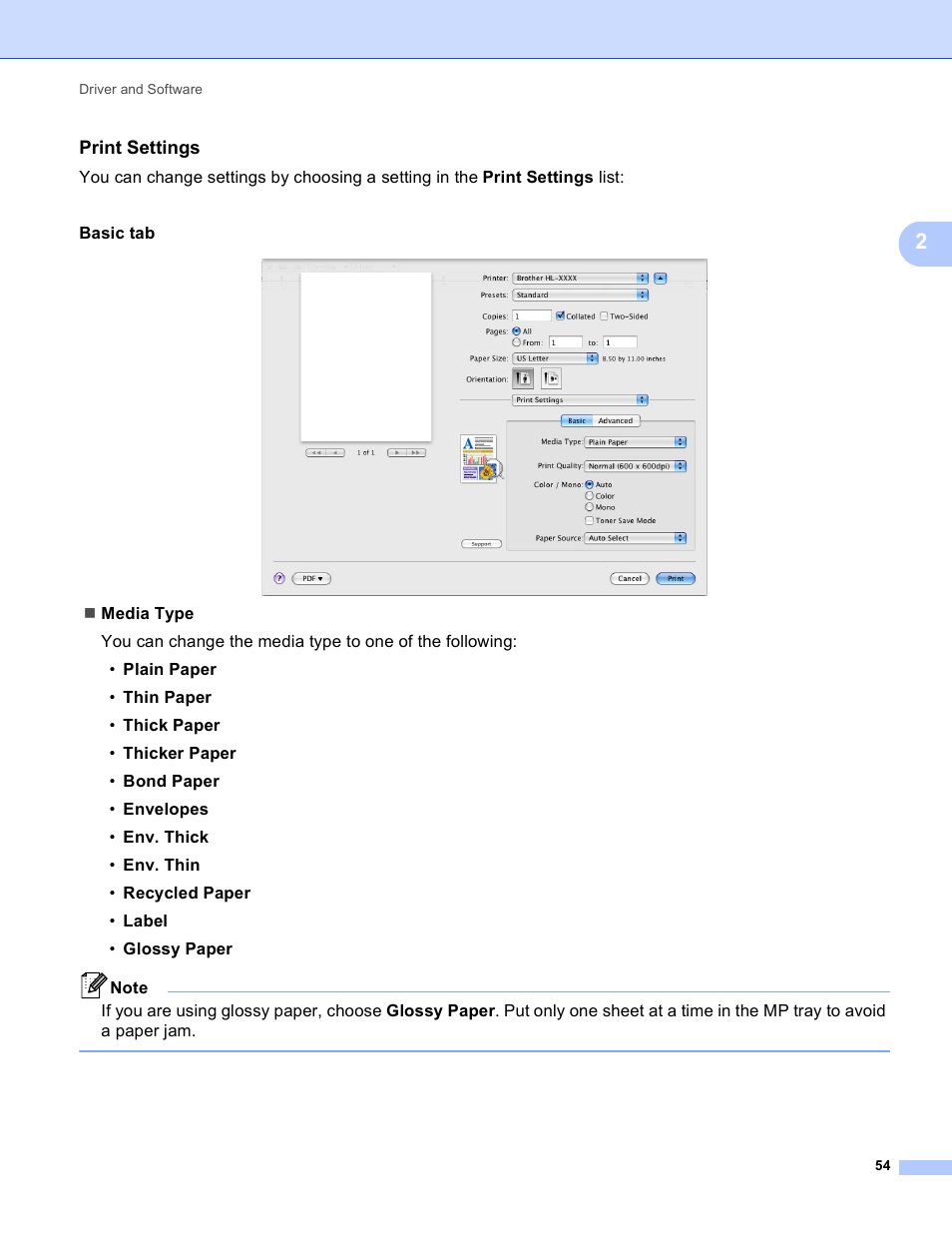 Print settings | Brother HL 4570CDWT User Manual | Page 60 / 200