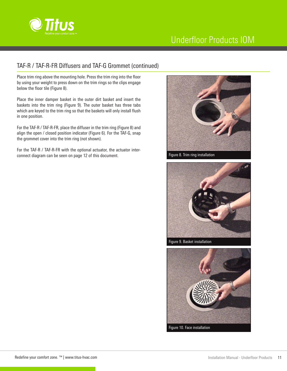 Underfloor products iom | Titus UnderFloor Products IOM User Manual | Page 11 / 20