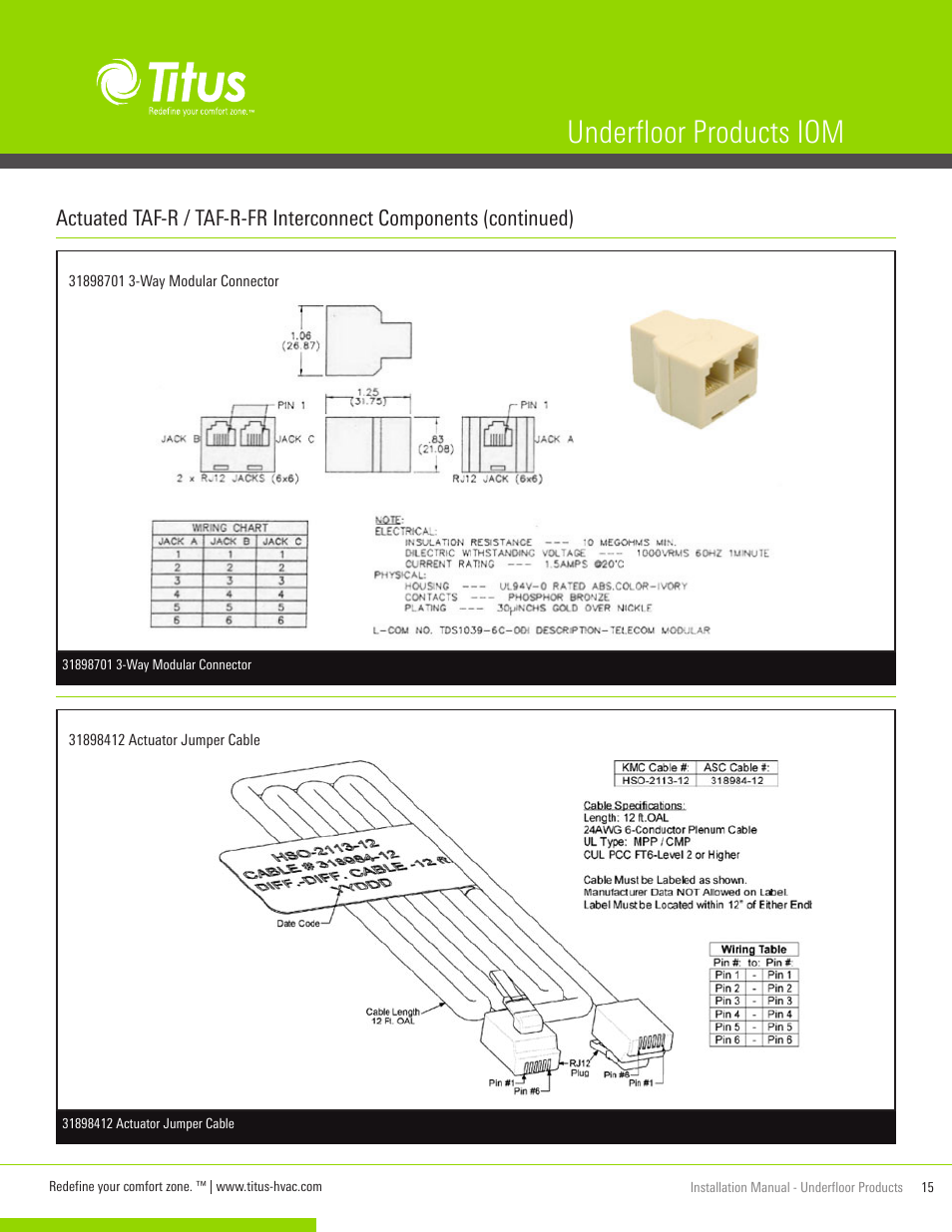 Underfloor products iom | Titus UnderFloor Products IOM User Manual | Page 15 / 20