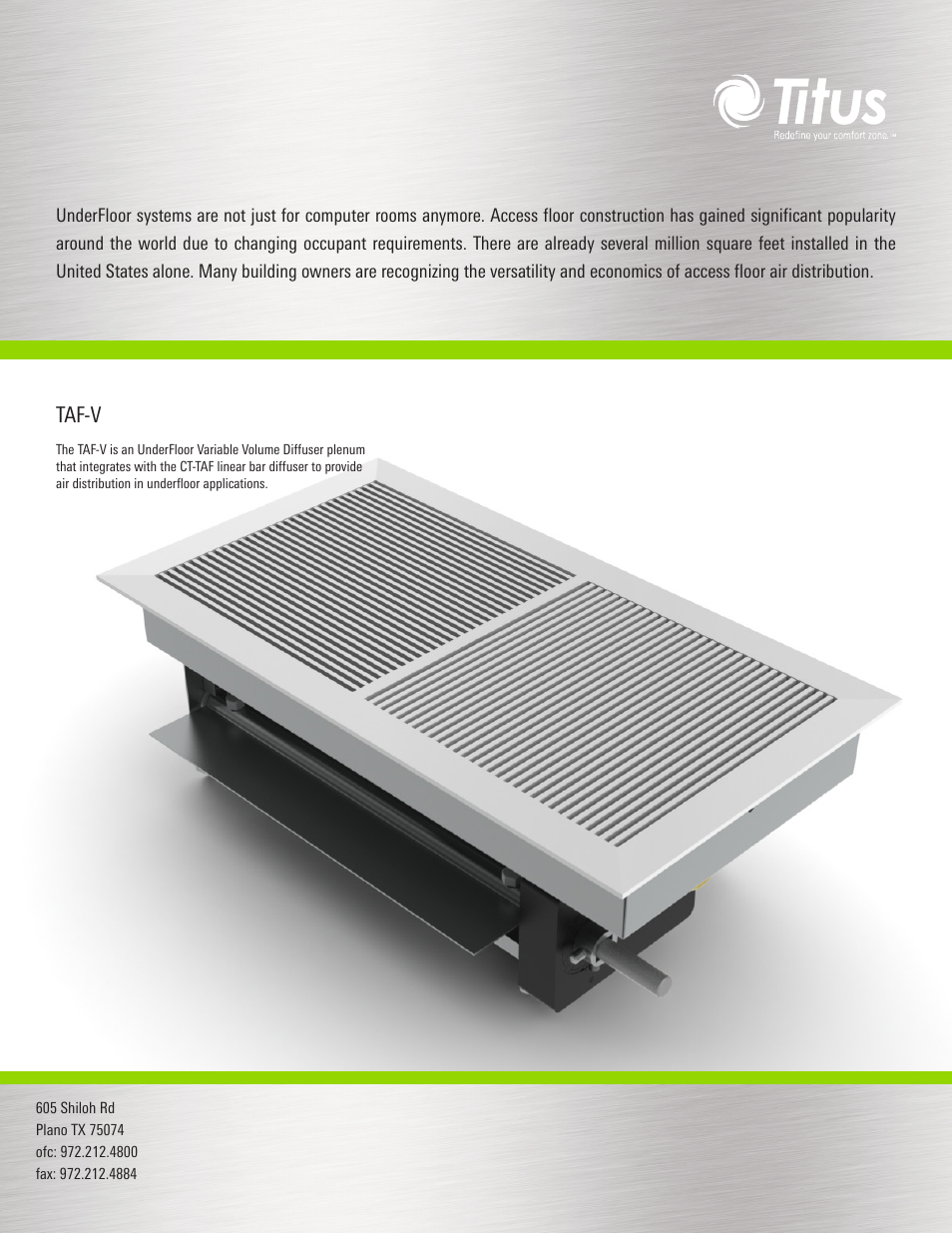 Taf-v | Titus UnderFloor Products IOM User Manual | Page 20 / 20