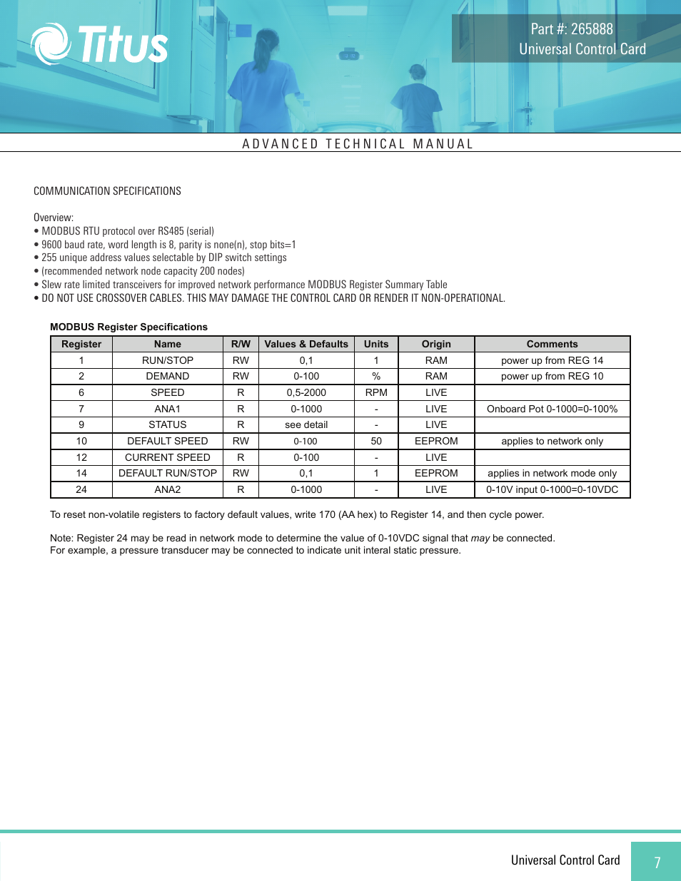 Universal control card | Titus Universal Control Card User Manual | Page 7 / 7