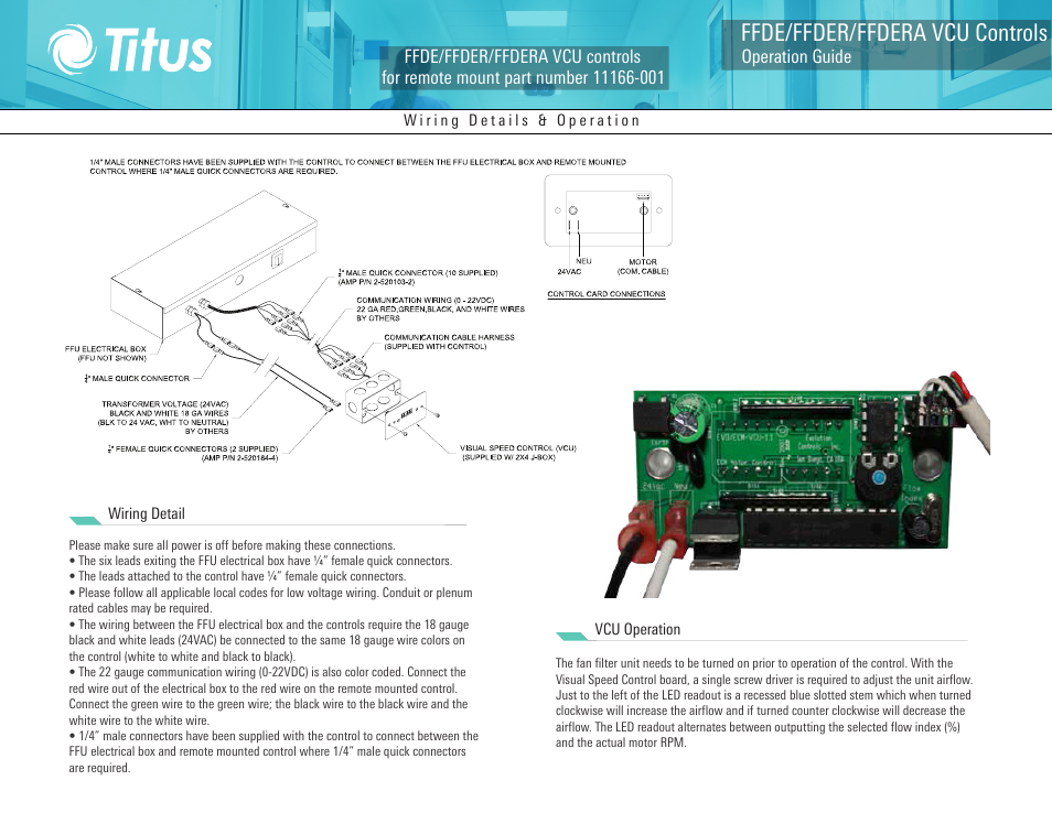 Titus VCU Controls User Manual | 1 page