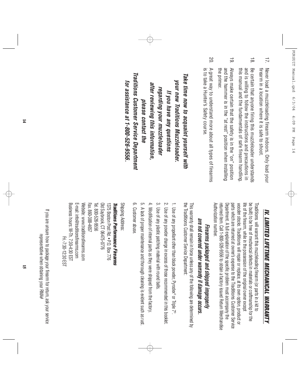Traditions PURSUIT (Non-Accelerator Models) User Manual | Page 13 / 26