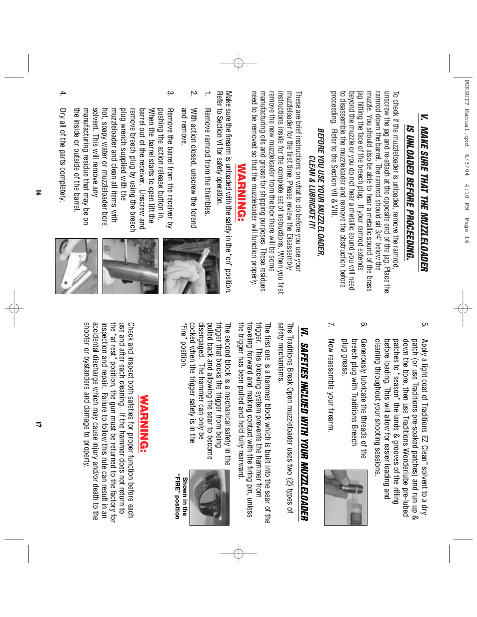 W arning | Traditions PURSUIT (Non-Accelerator Models) User Manual | Page 14 / 26