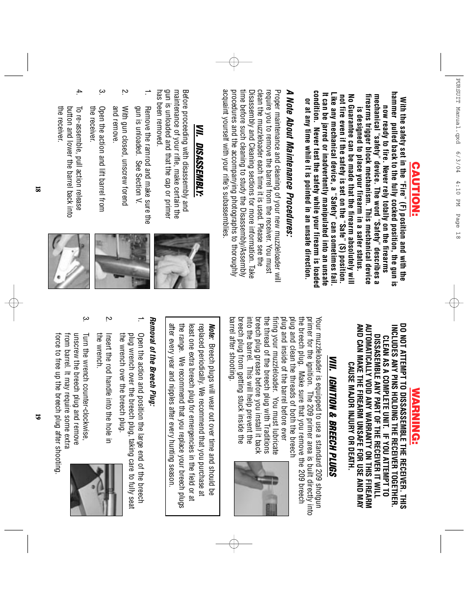 Caution, W arning | Traditions PURSUIT (Non-Accelerator Models) User Manual | Page 15 / 26