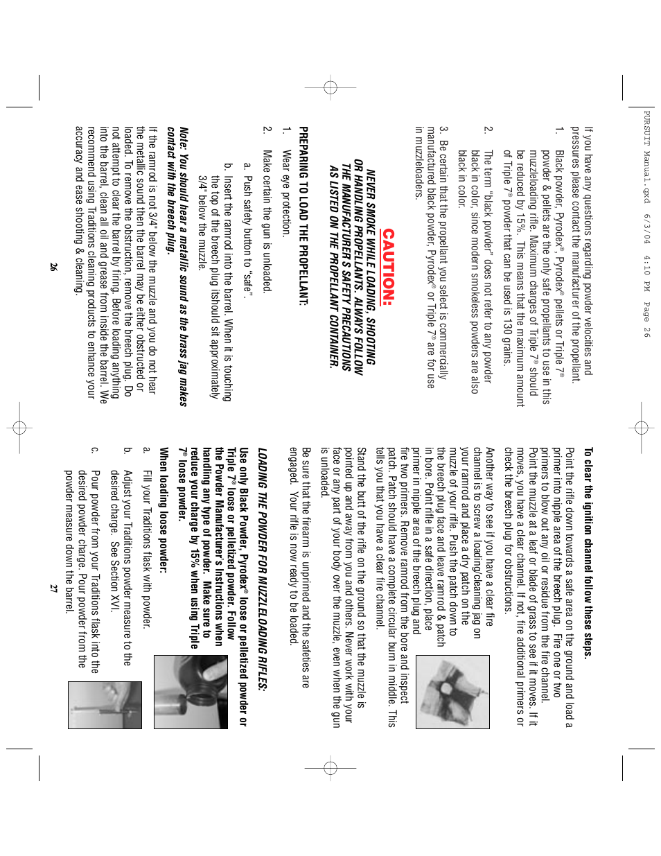 Caution | Traditions PURSUIT (Non-Accelerator Models) User Manual | Page 19 / 26