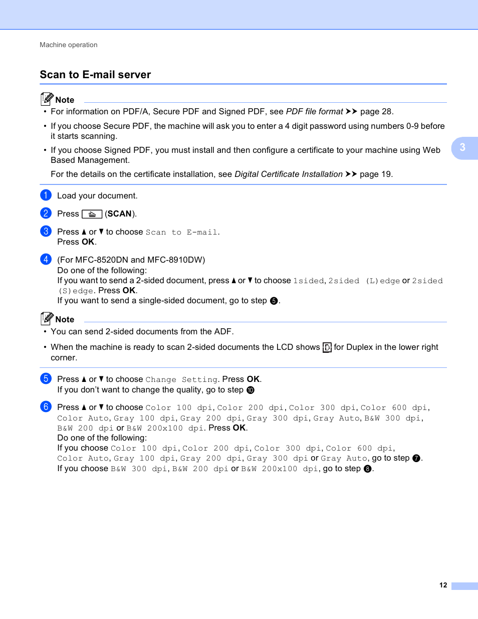 Scan to e-mail server, 3scan to e-mail server | Brother 8910DW User Manual | Page 15 / 31
