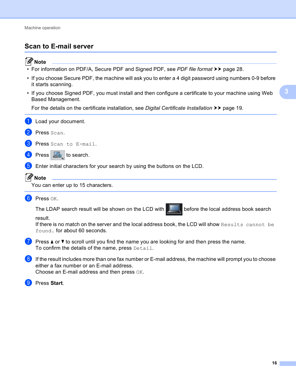 Scan to e-mail server, 3scan to e-mail server | Brother 8910DW User Manual | Page 19 / 31