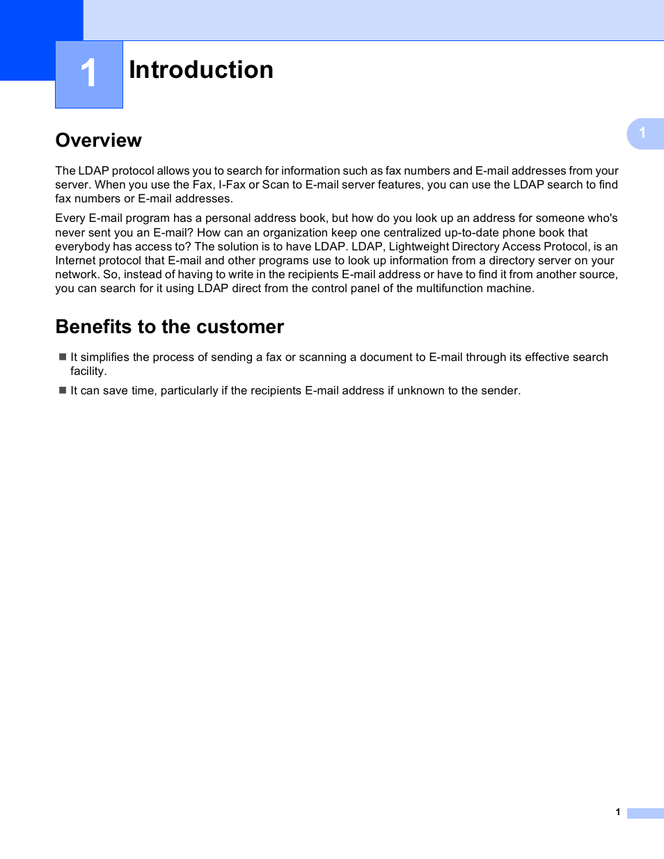 1 introduction, Overview, Benefits to the customer | Introduction, Overview benefits to the customer | Brother 8910DW User Manual | Page 4 / 31