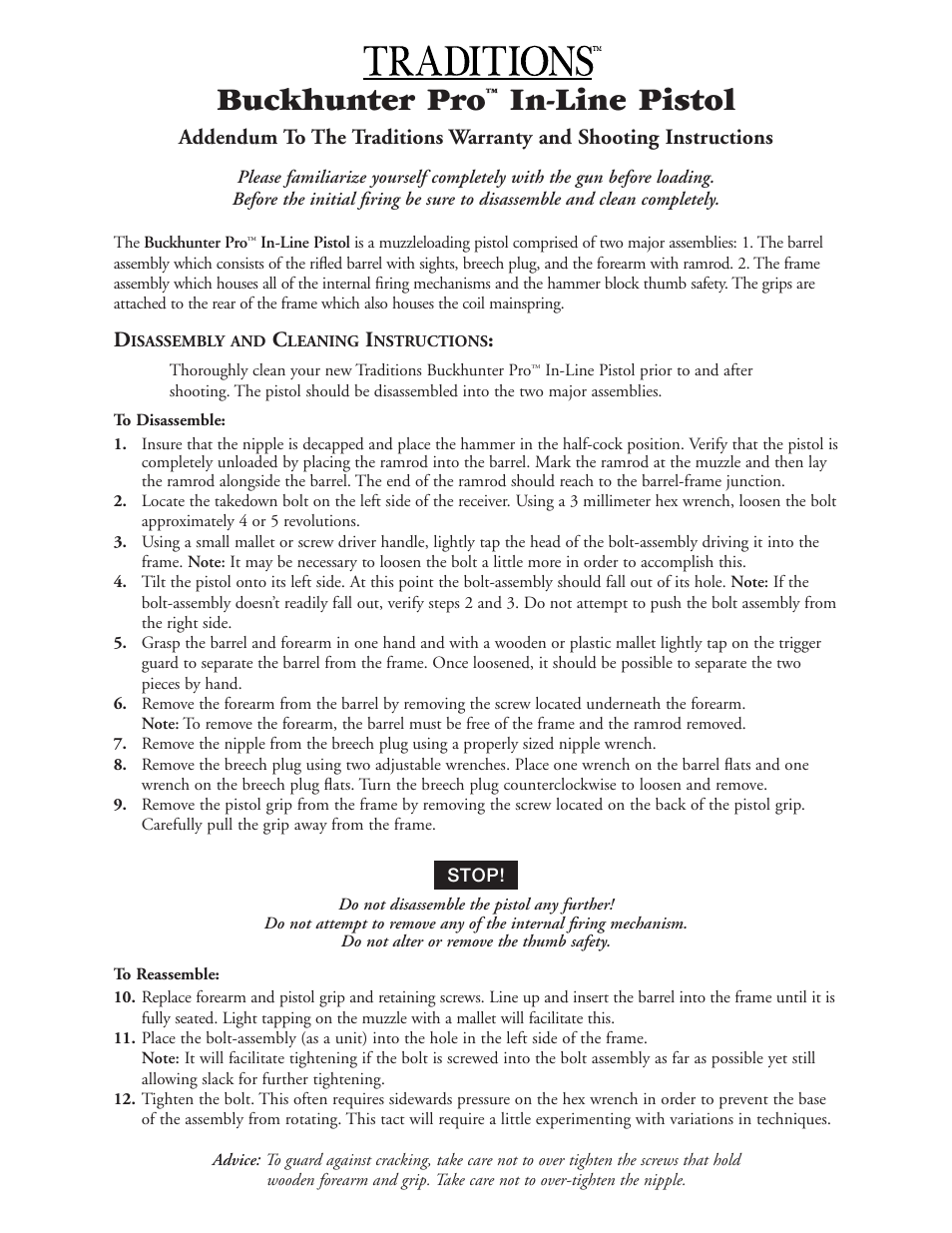 Traditions Buckhunter Pro Pistol User Manual | 2 pages
