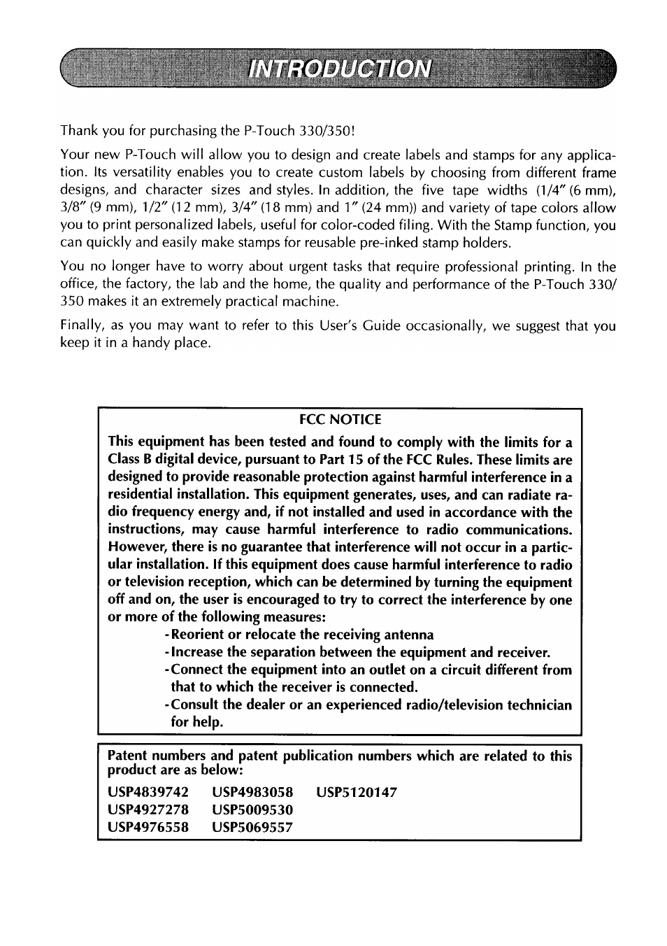 I i i | Brother PT-330 User Manual | Page 2 / 150