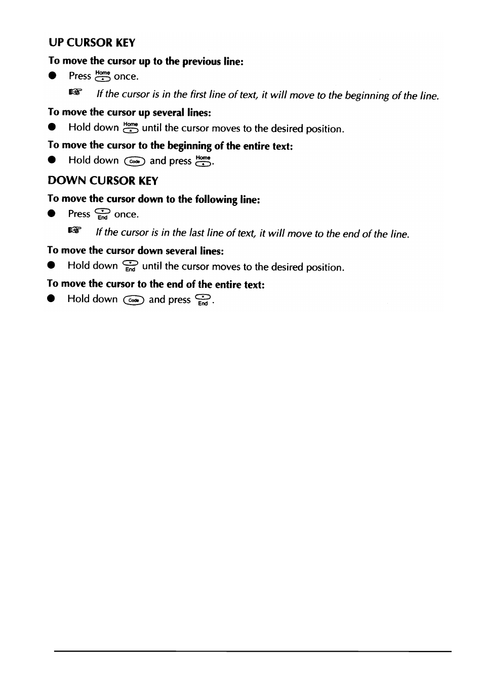 Up cursor key, Down cursor key | Brother PT-330 User Manual | Page 33 / 150