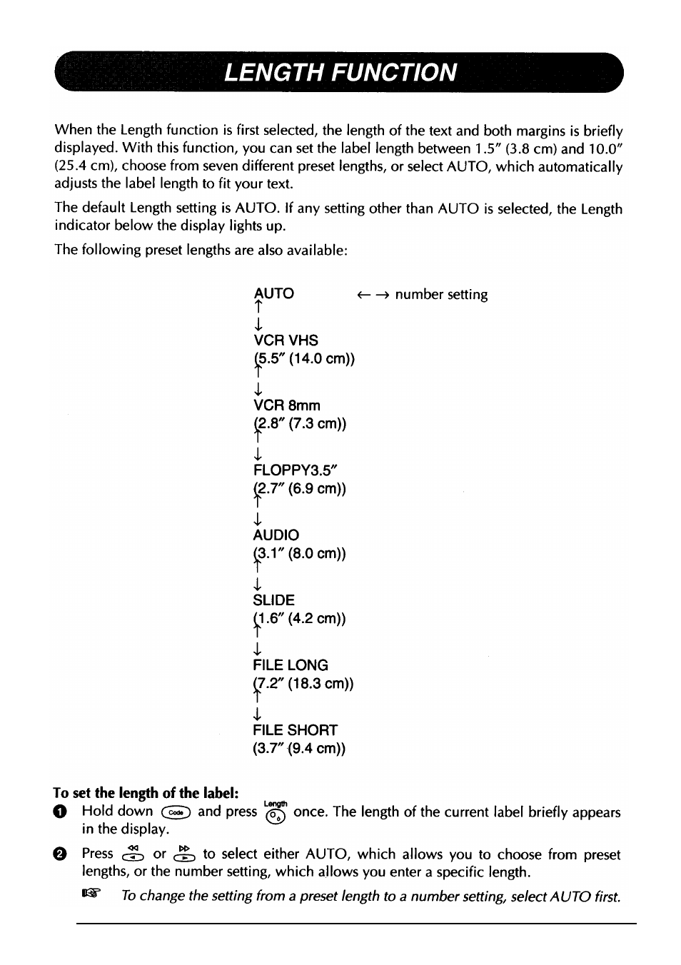 Length function | Brother PT-330 User Manual | Page 53 / 150